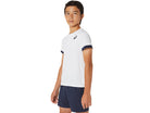 Asics Boys Short Sleeved Tennis Top, boys tennis clothing, tennis apparel, lightweight tennis top, breathable tennis shirt, moisture-wicking fabric, short sleeve tennis top, tennis gear, youth tennis wear, tennis outfit, Swiss Sports Haus, West Vancouver sports store.