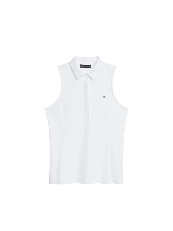 J.Lindeberg Women’s Dena Sleeveless Top, golf apparel, women’s golf top, sleeveless golf top, moisture-wicking fabric, stylish golf top, performance golf wear, comfortable golf clothing, golf course attire, Swiss Sports Haus, West Vancouver golf shop.