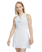 Nike Tennis Women's Dri-FIT Advantage Dress, tennis dress, women's tennis apparel, Dri-FIT technology, moisture-wicking dress, athletic cut dress, built-in shorts, tennis gear, high-performance tennis wear, stylish tennis dress, Swiss Sports Haus, West Vancouver tennis shop, tennis clothing, sportswear, tennis outfit.