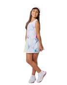 Sofibella Girls Spectrum Dress, tennis dress, girls' tennis apparel, sporty dress, colorful tennis dress, lightweight tennis dress, breathable tennis wear, racerback dress, built-in shorts, moisture-wicking fabric, tennis gear, tennis outfit, Swiss Sports Haus, West Vancouver sports store.