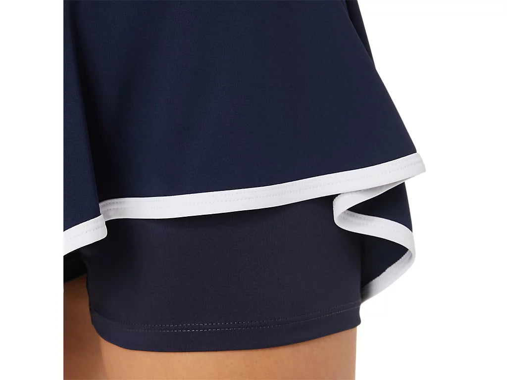 Asics Girls Tennis Skort, girls tennis skort, tennis clothing, sports skort, tennis apparel, moisture-wicking skort, comfortable skort, stretchy waistband, tennis gear, sportswear for girls, Swiss Sports Haus, West Vancouver sports store, tennis skort for girls.