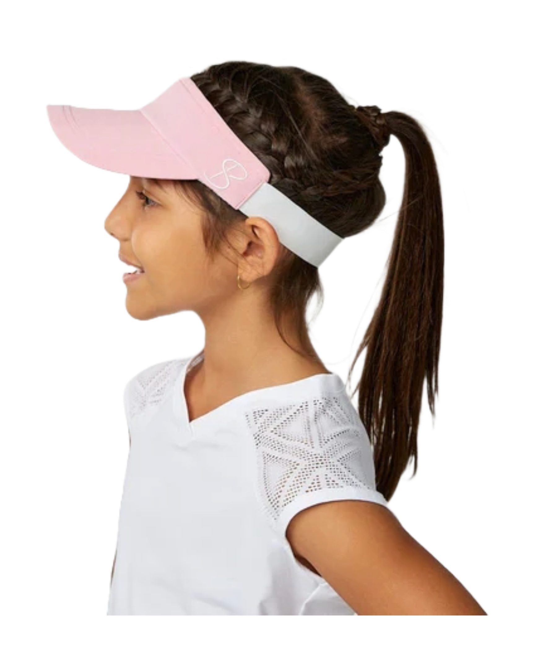 Sofibella Girls Visor, girls tennis visor, tennis accessories, girls sports visor, sun protection visor, comfortable tennis visor, adjustable visor, lightweight visor, tennis gear, junior tennis wear, Sofibella visor, stylish tennis visor, Swiss Sports Haus, West Vancouver tennis shop.