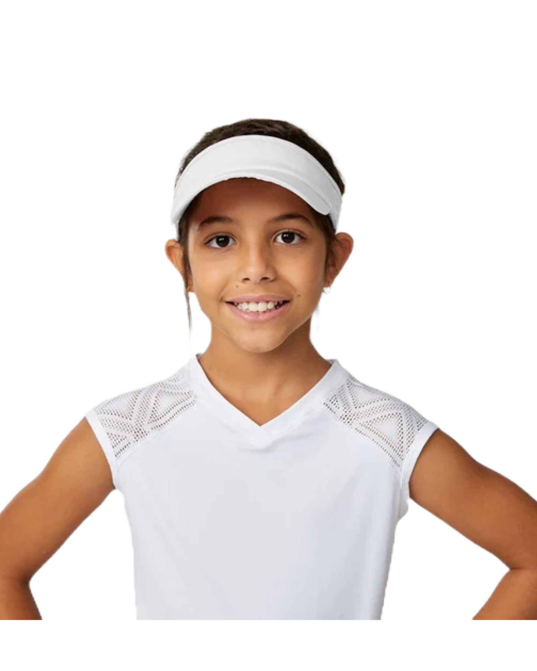 Sofibella Girls Visor, girls tennis visor, tennis accessories, girls sports visor, sun protection visor, comfortable tennis visor, adjustable visor, lightweight visor, tennis gear, junior tennis wear, Sofibella visor, stylish tennis visor, Swiss Sports Haus, West Vancouver tennis shop.