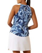 Tommy Bahama Women’s Aubrey Gulf Shore Gardens Halter, women’s golf apparel, halter top, tropical floral print, adjustable halter, stylish golf top, summer fashion, golf wear, Swiss Sports Haus, West Vancouver golf shop, women’s golf fashion, casual golf outfit.