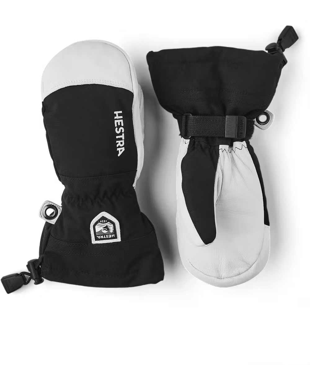 Hestra Jr Heli Ski Mitt, kids' ski mittens, junior ski gloves, insulated ski mittens, waterproof ski mitts, Hestra ski gear, winter gloves for kids, snow mittens for children, skiing accessories for kids, Swiss Sports Haus, West Vancouver ski shop.