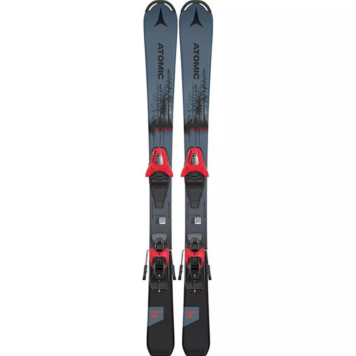 2024 Atomic Maverick JR skis, 100-120cm skis, junior skis, C5 GripWalk bindings, ski equipment, kids' skis, durable junior skis, playful ski design, secure bindings, adjustable bindings, skiing gear, winter sports gear, ski shop, Swiss Sports Haus, West Vancouver ski shop.