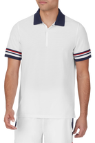 FILA Men's Essentials Heritage Jacquard Polo, polo shirt, tennis apparel, jacquard knit polo, breathable polo, retro-inspired design, ribbed collar, buttoned placket, tennis wear, casual polo, high-quality polo shirt, Swiss Sports Haus, West Vancouver sports store.