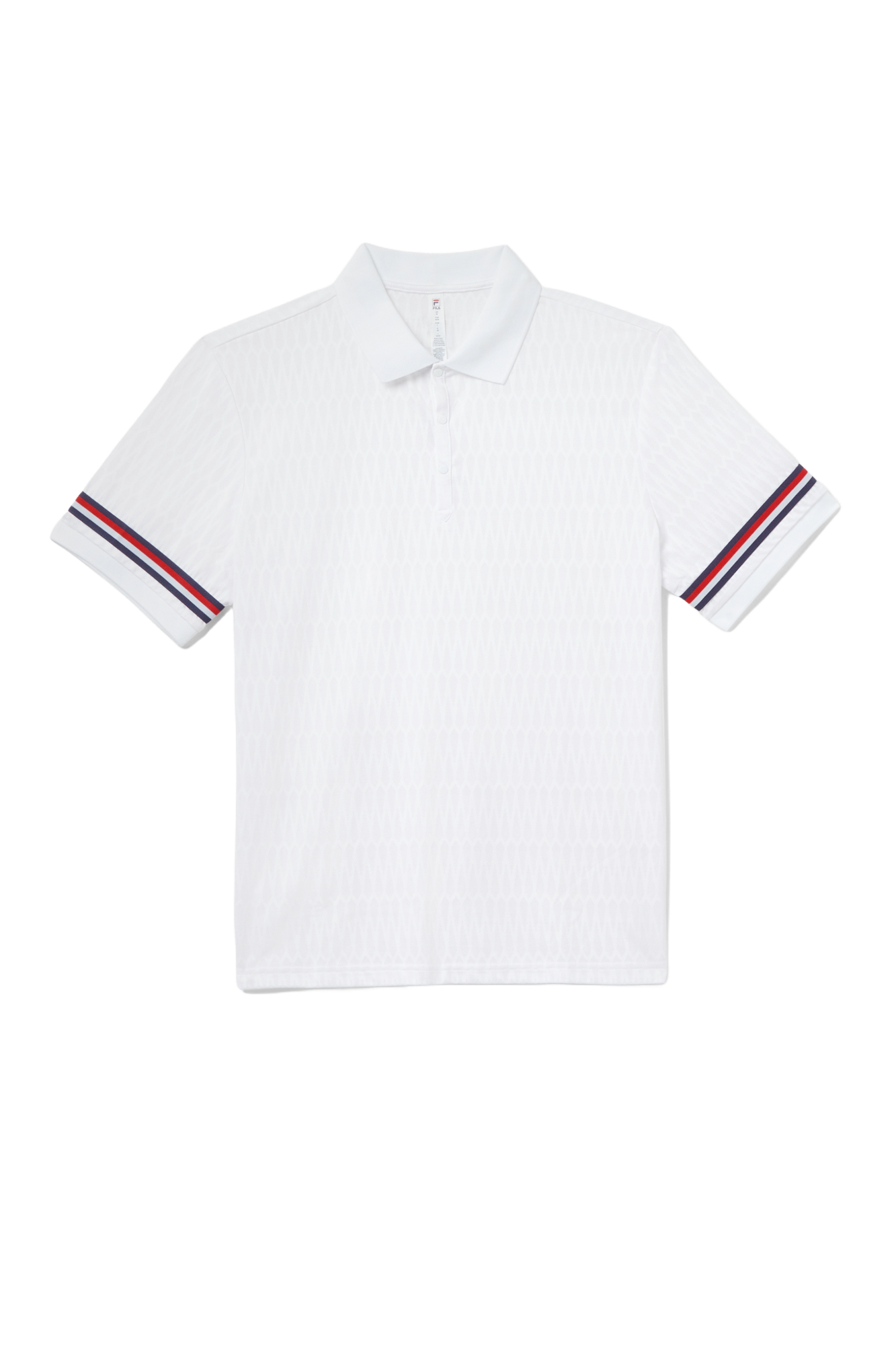 FILA Men's Essentials Heritage Jacquard Polo, polo shirt, tennis apparel, jacquard knit polo, breathable polo, retro-inspired design, ribbed collar, buttoned placket, tennis wear, casual polo, high-quality polo shirt, Swiss Sports Haus, West Vancouver sports store.