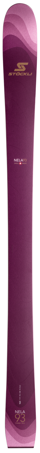 Stöckli Nela 93 women's skis, a versatile all-mountain ski handmade in Switzerland for confident mixed-terrain performance.