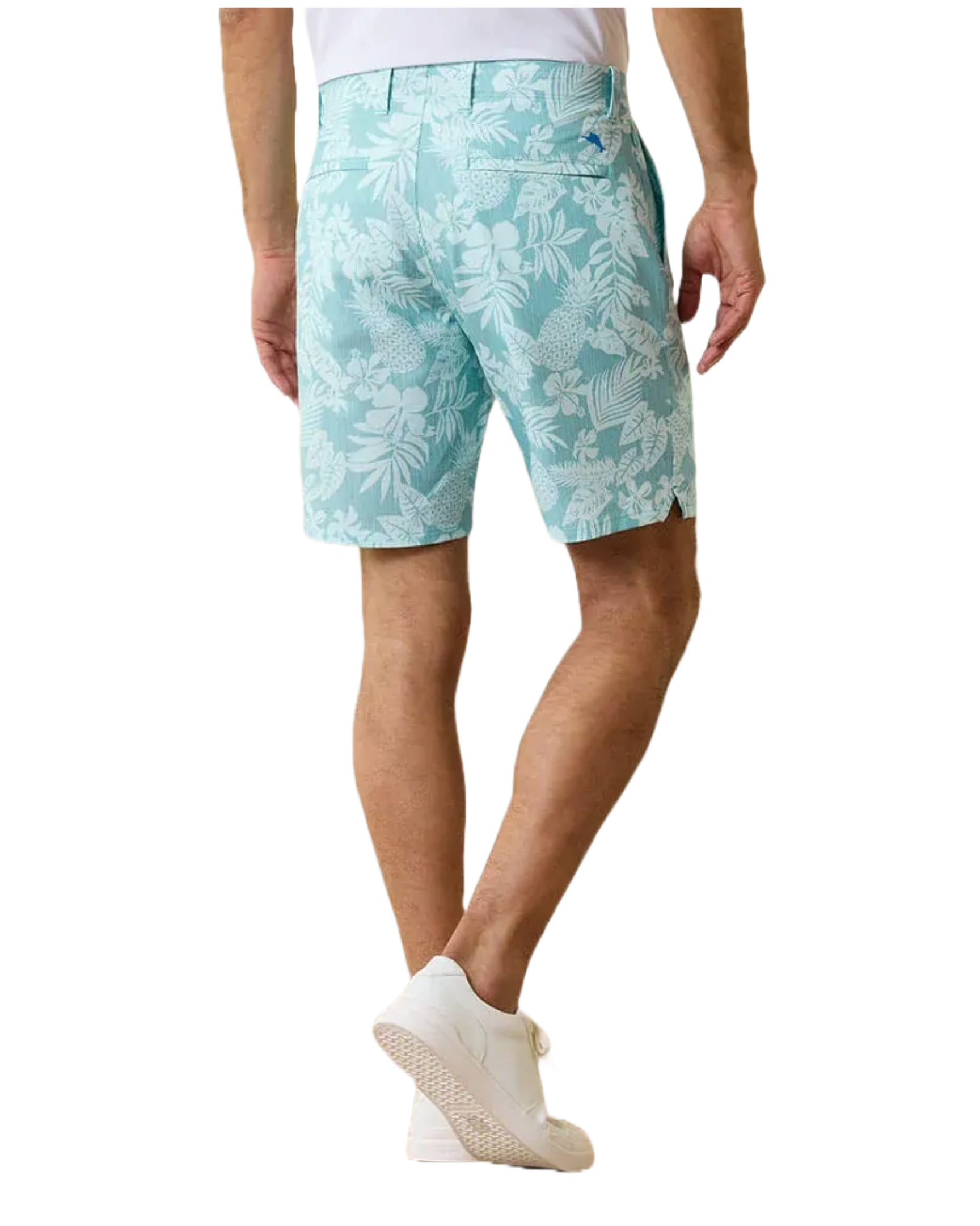 Tommy Bahama On Par Pina Putt Putt 9" Short, golf shorts, tropical print shorts, lightweight golf wear, breathable fabric shorts, 9-inch inseam shorts, stylish golf attire, golf clothing, casual golf shorts, Swiss Sports Haus, West Vancouver golf shop, golf apparel, summer golf wear.