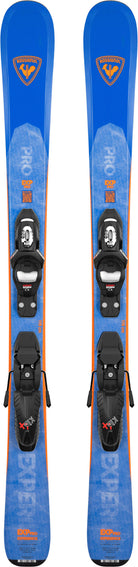 2024 Rossignol Experience Pro Boy skis, Look Kid X bindings, kids' skis, youth ski gear, junior skis, beginner skis, performance skis for kids, lightweight skis, durable kids' skis, ski bindings, secure ski attachment, ski equipment for children, skiing gear for kids, Swiss Sports Haus, West Vancouver ski shop.