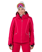 Rossignol Women's Flat Ski Jacket, ski clothing, winter sports apparel, women's ski jacket, water-resistant ski jacket, thermal insulation, fitted ski jacket, zippered pockets, adjustable hood, ventilation zippers, skiing gear, winter sports gear, Swiss Sports Haus, West Vancouver ski shop.