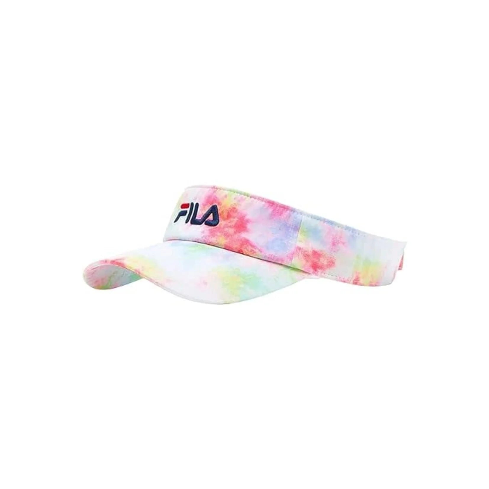 Fila Tie-Dye Visor, tennis visor, sporty visor, tie-dye pattern, lightweight visor, breathable visor, adjustable strap, sun protection, outdoor sports visor, athletic gear, Swiss Sports Haus, West Vancouver sports shop, tennis accessories.