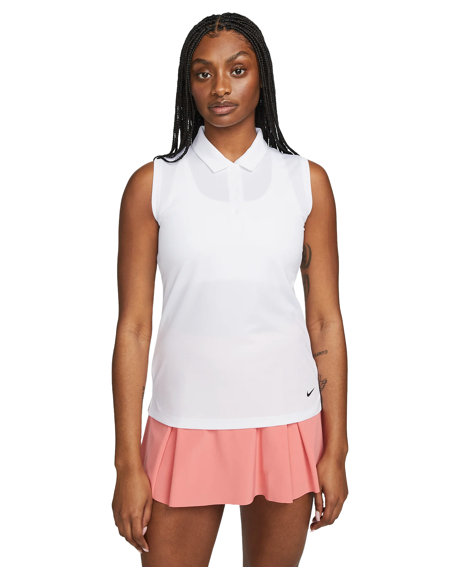 Nike Golf Women's Dri-FIT Victory Sleeveless Polo, golf apparel, tennis apparel, moisture-wicking polo, sleeveless polo, Dri-FIT fabric, classic collar, modern fit, comfortable polo, performance polo, golf wear, tennis wear, Swiss Sports Haus, West Vancouver sports shop.