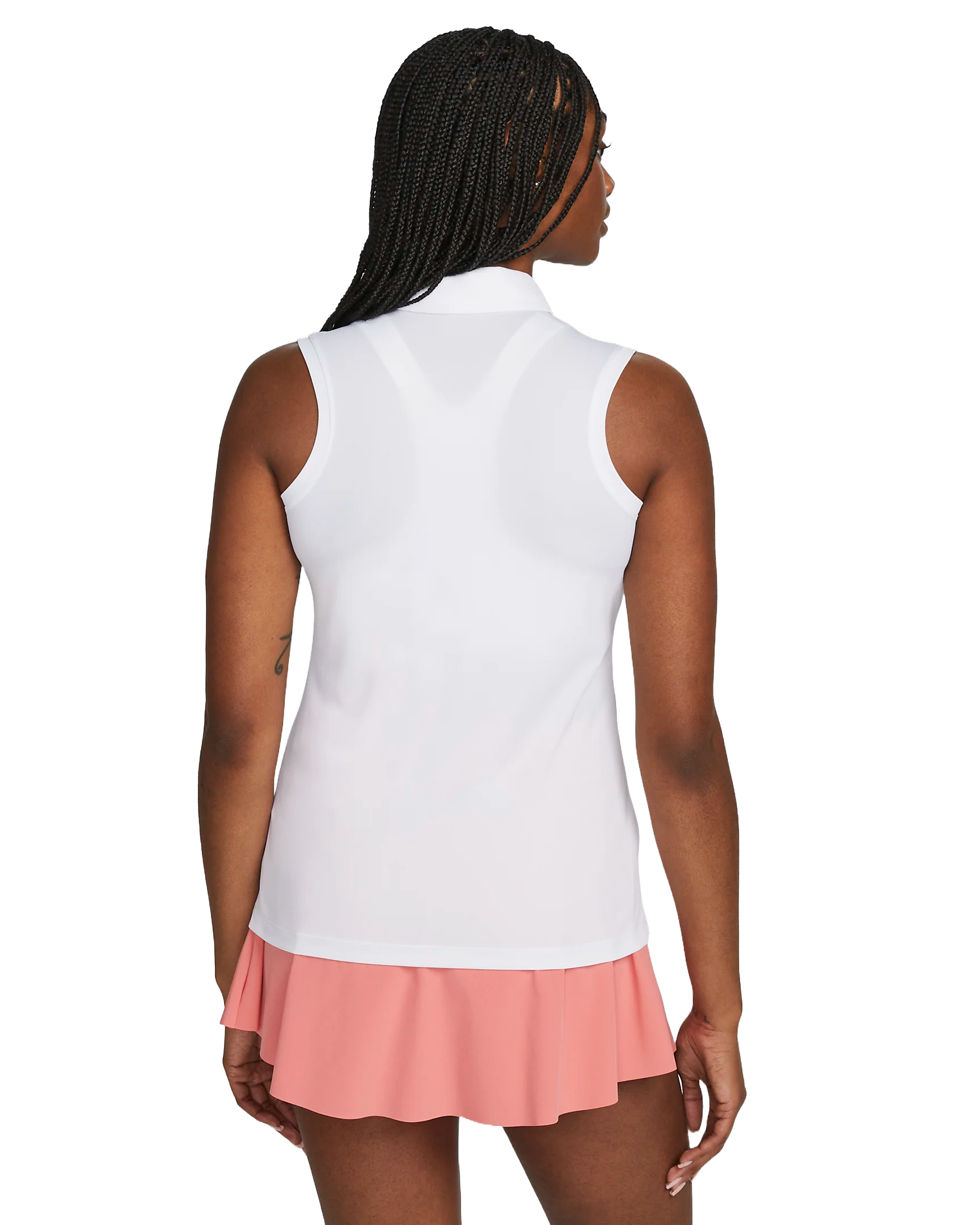 Nike Golf Women's Dri-FIT Victory Sleeveless Polo, golf apparel, tennis apparel, moisture-wicking polo, sleeveless polo, Dri-FIT fabric, classic collar, modern fit, comfortable polo, performance polo, golf wear, tennis wear, Swiss Sports Haus, West Vancouver sports shop.