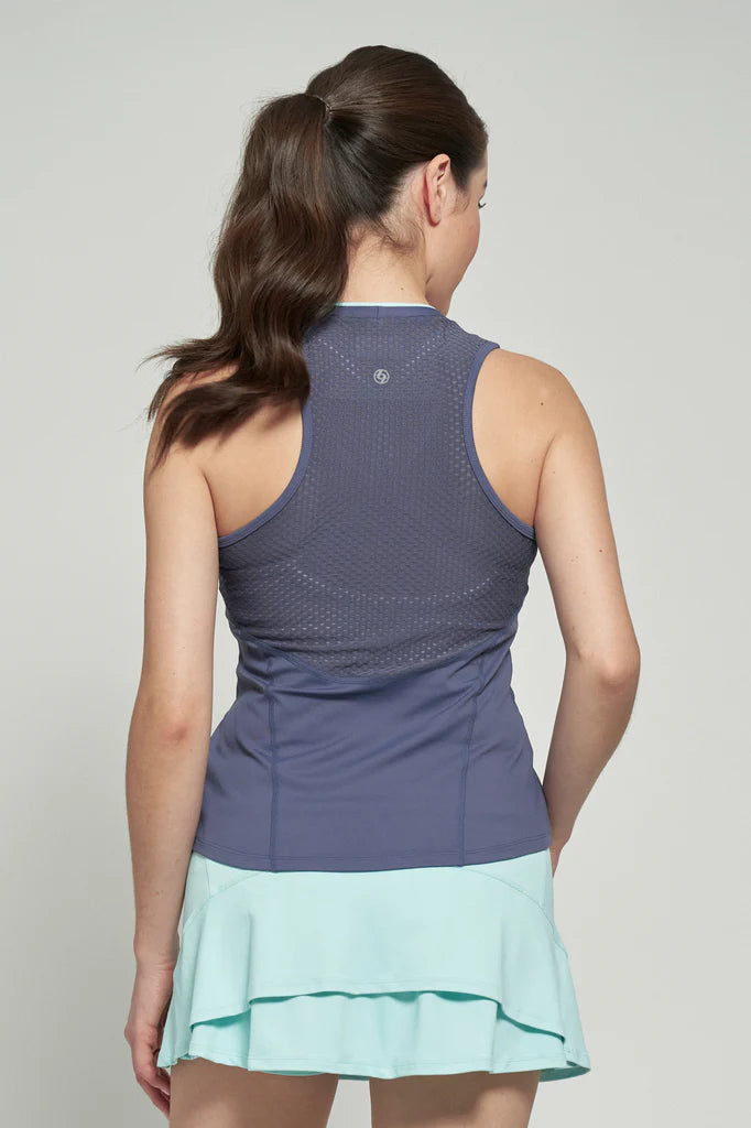 Lija Elite Victory Tank, tennis tank top, athletic wear, moisture-wicking fabric, breathable tennis top, racerback design, high-performance tennis wear, stylish tennis clothing, comfortable tennis gear, Swiss Sports Haus, West Vancouver sports store, tennis apparel, women's tennis top.