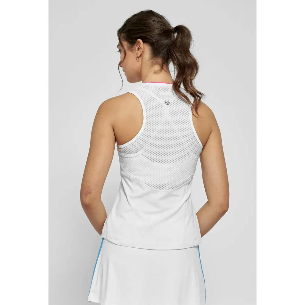 Lija Elite Victory Tank, tennis tank top, athletic wear, moisture-wicking fabric, breathable tennis top, racerback design, high-performance tennis wear, stylish tennis clothing, comfortable tennis gear, Swiss Sports Haus, West Vancouver sports store, tennis apparel, women's tennis top.