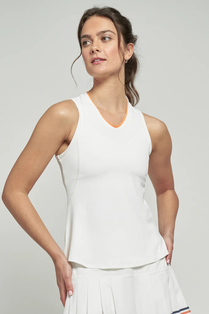 Lija Elite Victory Tank, tennis tank top, athletic wear, moisture-wicking fabric, breathable tennis top, racerback design, high-performance tennis wear, stylish tennis clothing, comfortable tennis gear, Swiss Sports Haus, West Vancouver sports store, tennis apparel, women's tennis top.