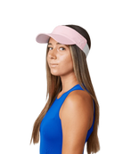 Sofibella Staples Elastic Visor featuring a lightweight design, curved brim, and elastic back for comfortable sun protection.