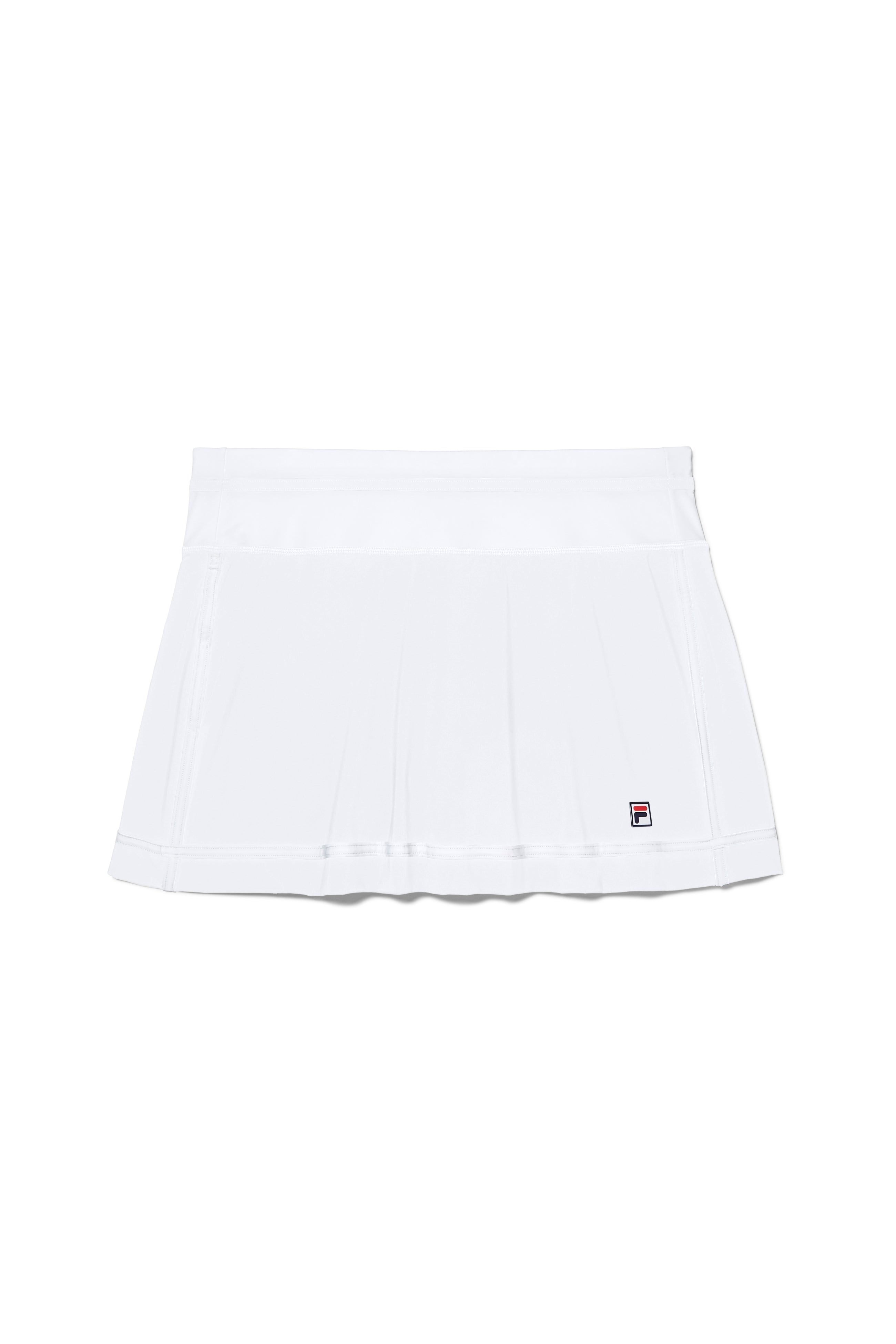 FILA Women's Essentials 13.5" Skort, tennis skort, women's athletic wear, moisture-wicking skort, built-in shorts, comfortable waistband, tennis apparel, stylish skort, athletic skort, tennis gear, women's tennis clothing, Swiss Sports Haus, West Vancouver tennis shop.