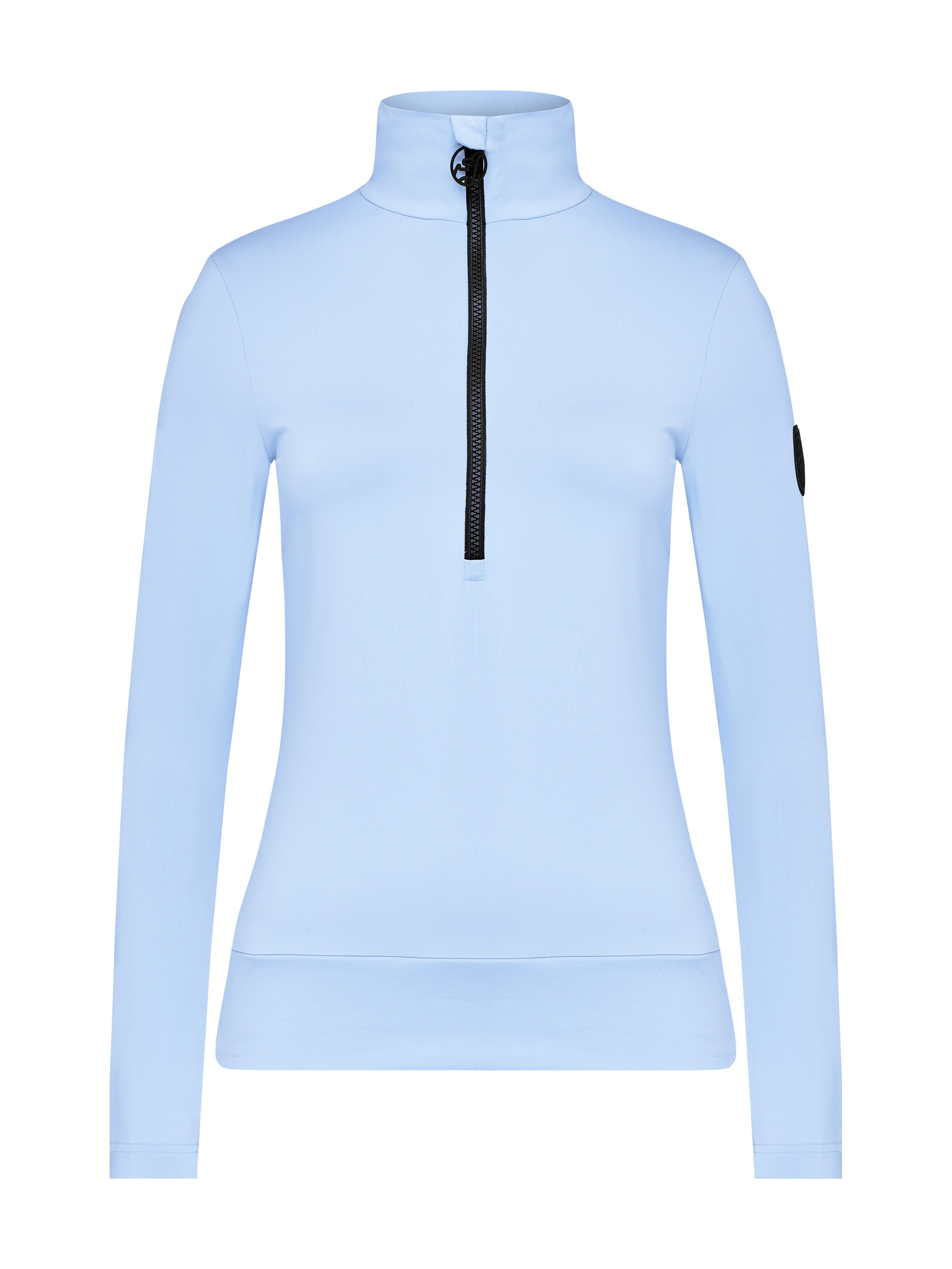 Toni Sailer Women's Wieka T-Neck, women's turtleneck, ski clothing, winter sports apparel, fitted turtleneck, zip-up collar, moisture-wicking fabric, base layer, warm turtleneck, comfortable ski wear, skiing gear, winter sports gear, ski shop, stylish base layer, luxury ski wear, Toni Sailer, Swiss Sports Haus, West Vancouver ski shop.