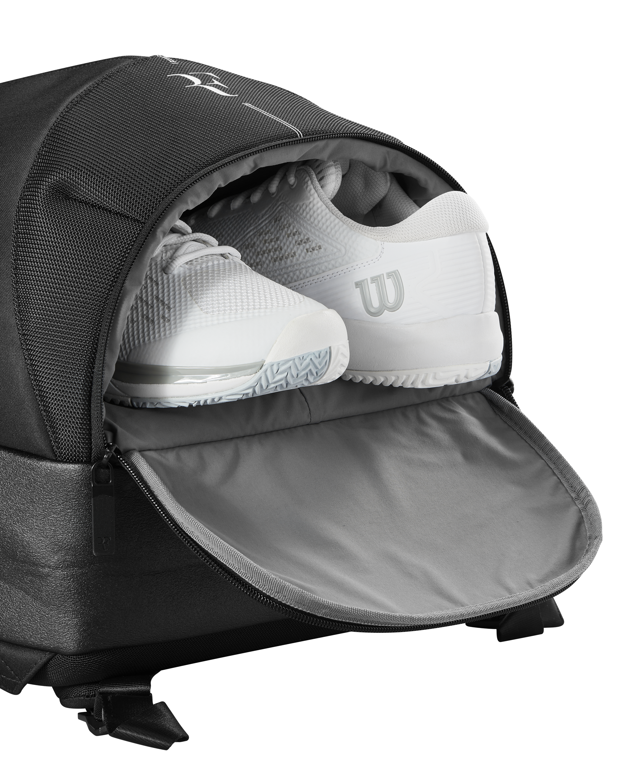 Wilson RF Backpack, tennis backpack, Roger Federer backpack, tennis gear bag, high-performance backpack, Wilson tennis accessories, durable tennis backpack, tennis storage solution, Swiss Sports Haus, West Vancouver tennis shop.