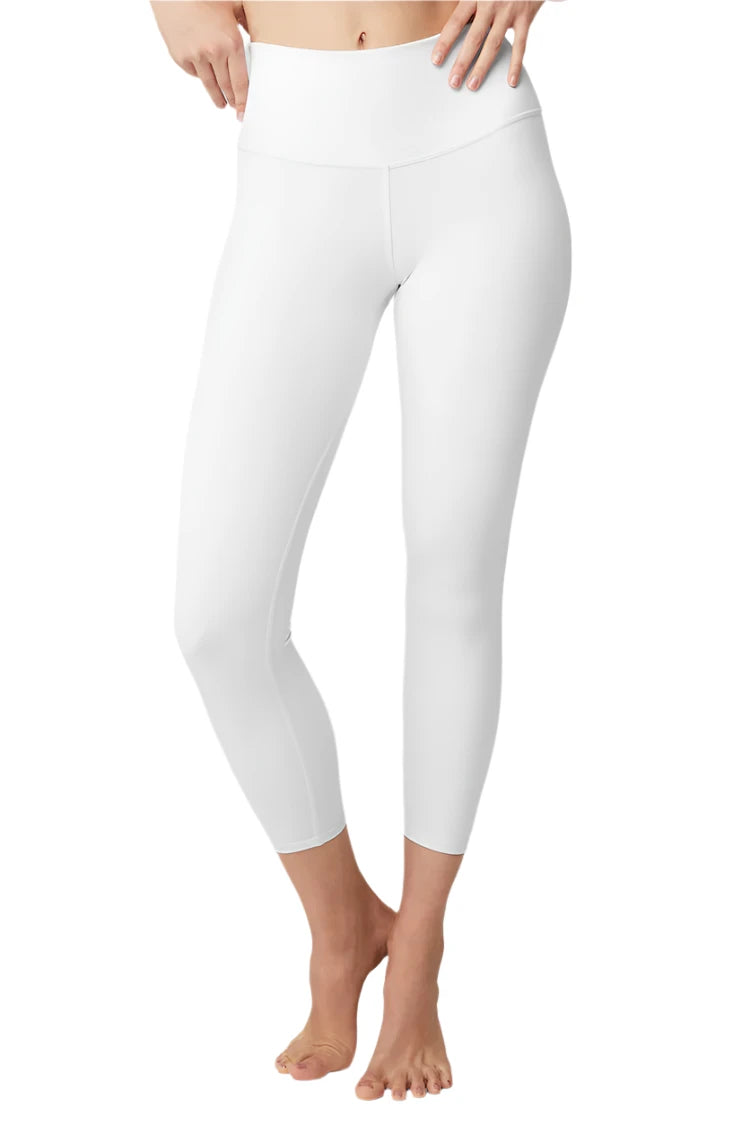 Alo 7/8 High-Waist Airbrush Leggings featuring sculpting Airbrush fabric, high-rise waistband, four-way stretch, and moisture-wicking performance.
