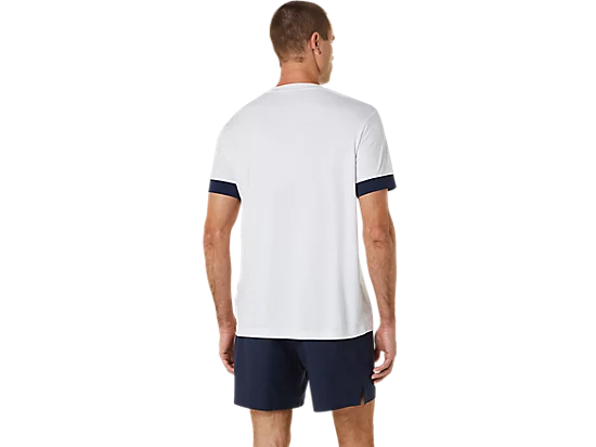 ASICS Court Short Sleeve Tennis Top featuring lightweight performance fabric, breathable comfort, and an athletic fit for tennis.