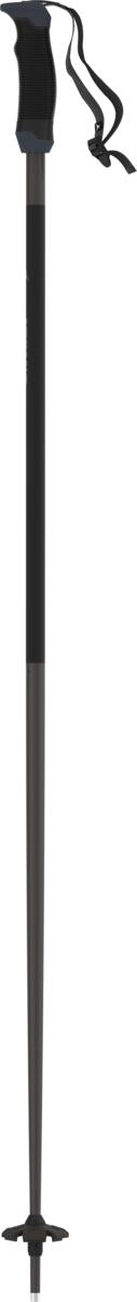 A black Atomic AMT SQS ski pole with a dual component grip, ergonomic shape, padded strap, 60mm piste basket, and steel tip.