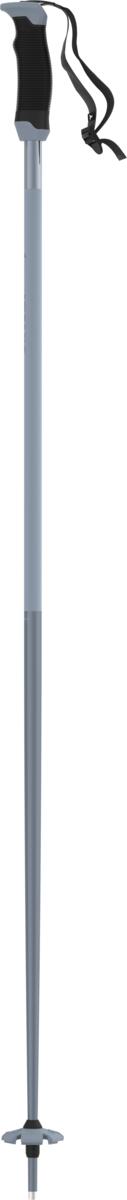 A black Atomic AMT SQS ski pole with a dual component grip, ergonomic shape, padded strap, 60mm piste basket, and steel tip.