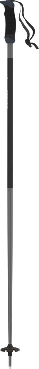 A black and gray Atomic AMT SQS ski pole with a black padded strap, 60mm piste basket, and steel tip.
