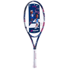 A Babolat B-Fly 25" Junior Tennis Racket emphasizing the purple, pink, and white colourway on the frame