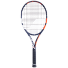 A Babolat Boost Drive strung tennis racket in navy desinged for beginner and intermediate players