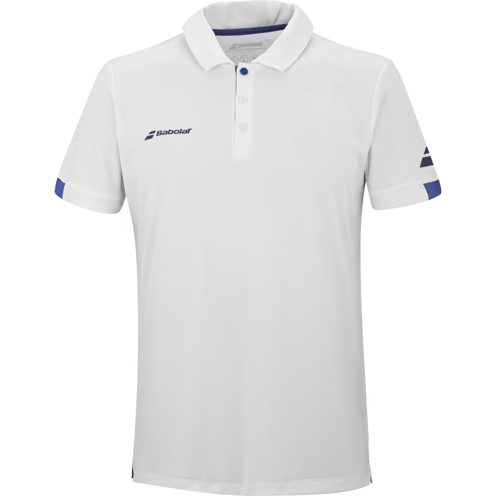 Babolat Boys' Play Tennis Polo featuring lightweight performance fabric, moisture-wicking technology, and an athletic fit for junior players.
