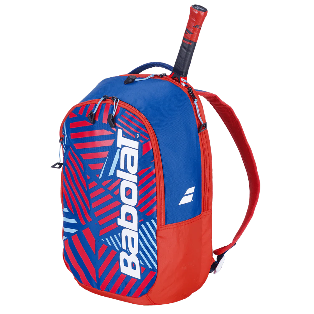 Babolat Kids Backpack featuring dedicated racquet storage, multiple compartments, lightweight construction, and a kid-friendly design.