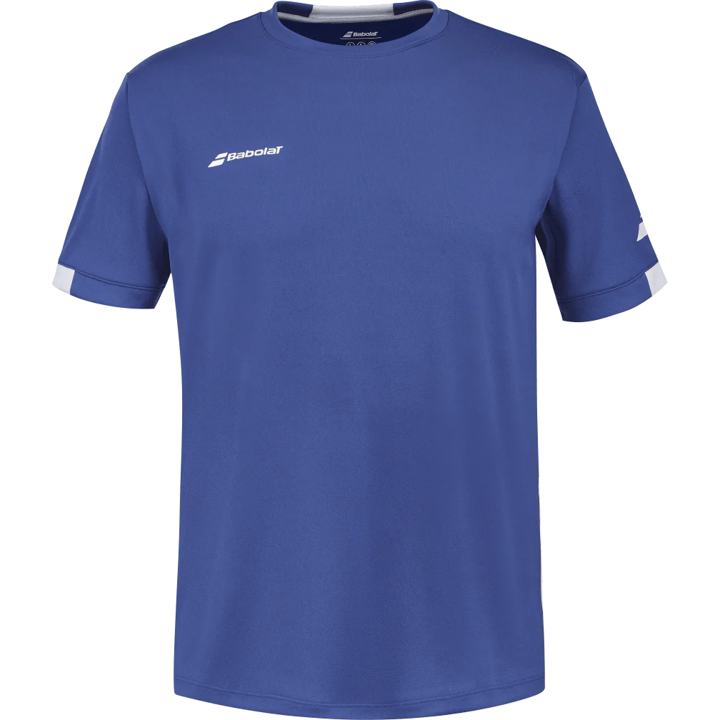 Babolat Men's Play Crew Neck Tennis Tee featuring lightweight performance fabric, moisture-wicking technology, and an athletic fit for tennis.
