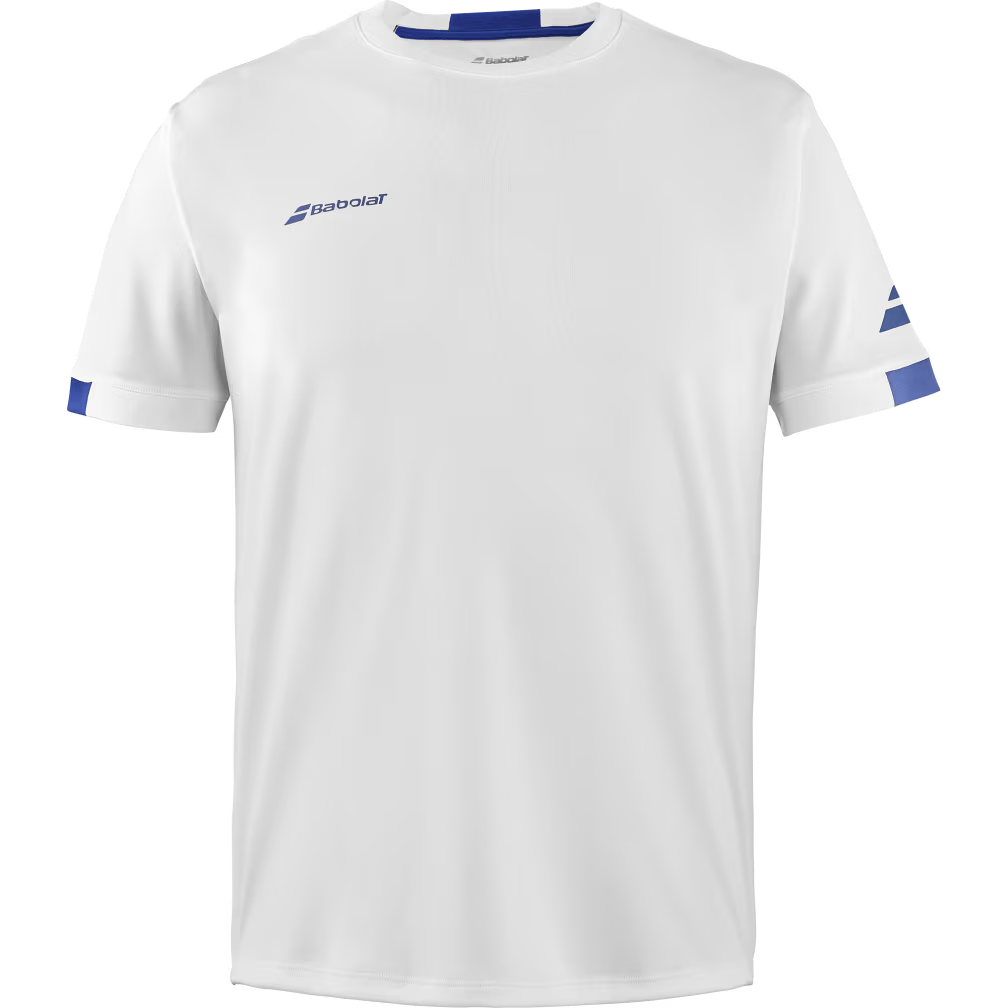 Babolat Men's Play Crew Neck Tennis Tee featuring lightweight performance fabric, moisture-wicking technology, and an athletic fit for tennis.





