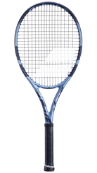 A Babolat Pure Drive Gen 11 high-performance versatile tennis racket in a blue and navy colorway