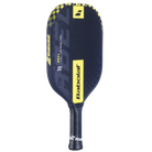 A Babolat RBEL Gen 3 pickleball paddle that has a black and yellow surface