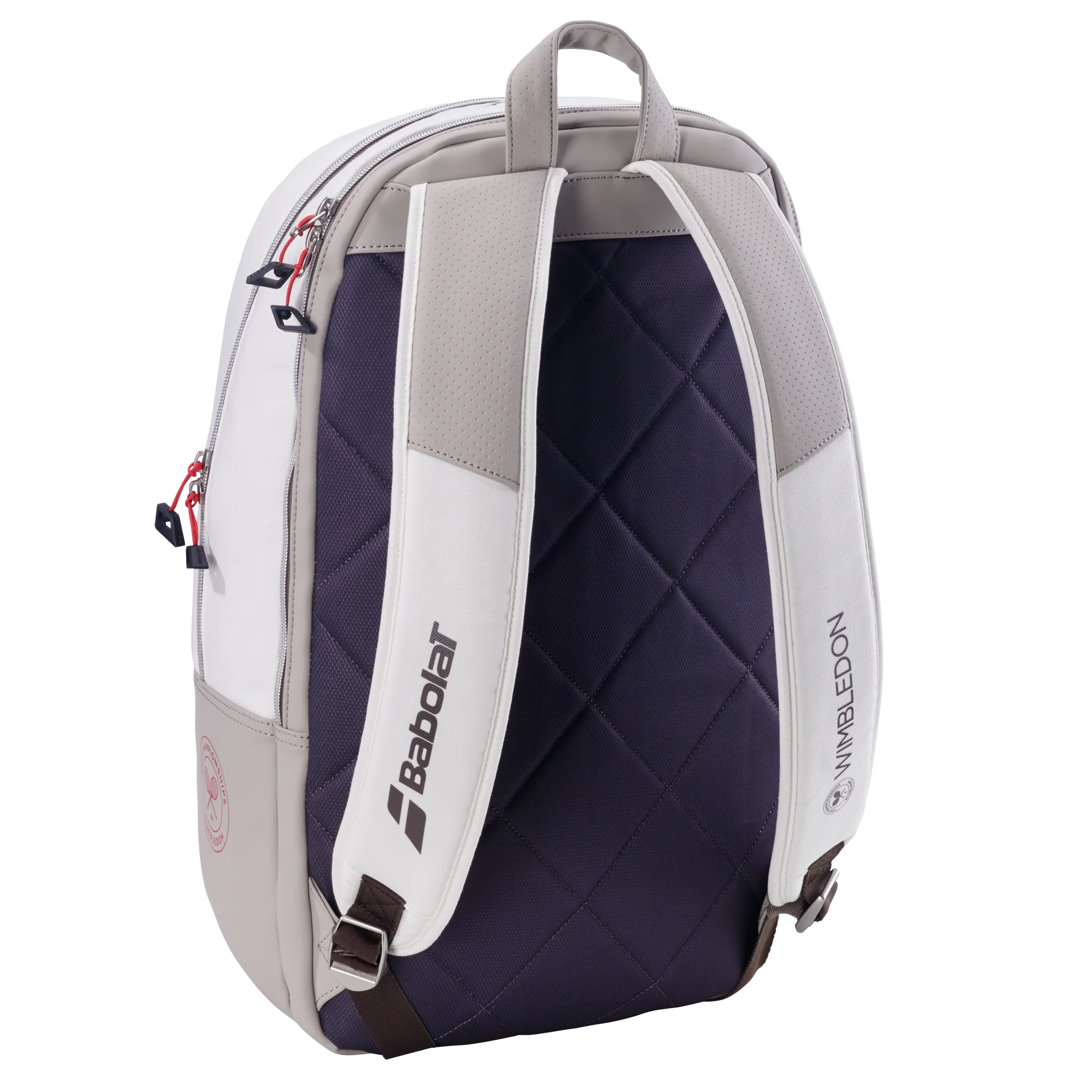Babolat Wimbledon Pure Lite Backpack featuring Wimbledon-inspired styling, lightweight construction, racquet storage, and multiple compartments.