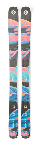 Blizzard Rustler Team Skis showing rocker-camber-rocker profile, 90–92 mm waist width platform, full ABS vertical sidewall construction, beech-poplar wood core, and partial twin tip design.