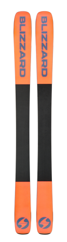 Blizzard Rustler Team Skis showing rocker-camber-rocker profile, 90–92 mm waist width platform, full ABS vertical sidewall construction, beech-poplar wood core, and partial twin tip design.