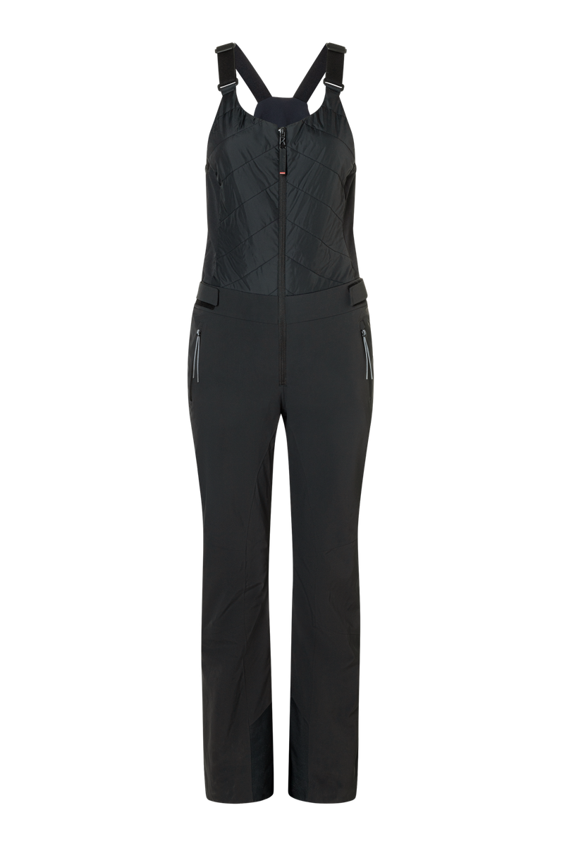 A pair of black Bogner Fire + Ice Ivie3 Bib Ski Pants that feature 20K waterproofing and 20K breathability, a premium 4-way stretch technical fabric, and a sleek silhouette. 