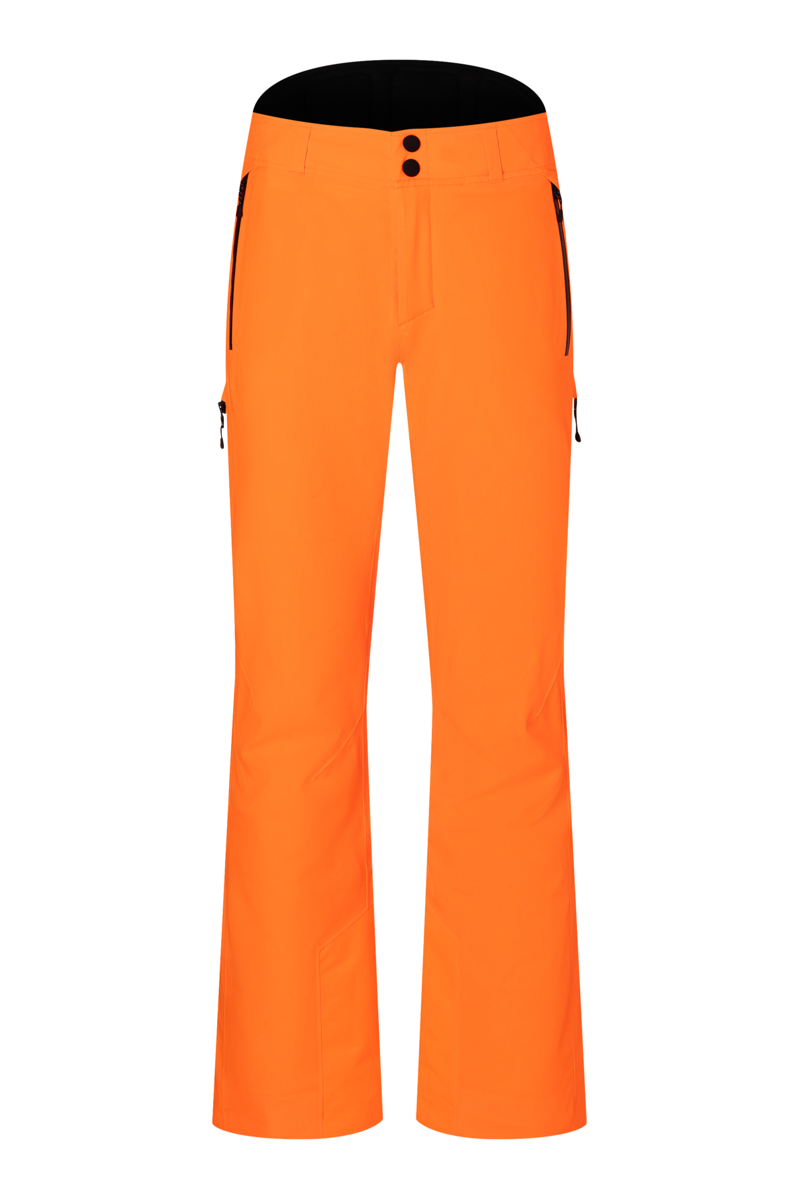 A pair of orange Bogner Fire + Ice Nic-T Ski Pants that feature 20K waterproofing and 20K breathability, a premium 4-way stretch technical fabric, and a sleek silhouette.