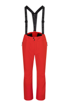 A pair of red Bogner Fire + Ice Men's Scott 3 ski pants that feature a waterproof and breathable membrane, a premium 4-way stretch technical fabric, and a sleek silhouette.