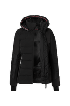 A black Bogner Fire + Ice Women's Cadja Ski Jacket that features a 20K waterproof and 20K breathable membrane, a premium 4-way stretch technical fabic, and a form-flattering silhouette.