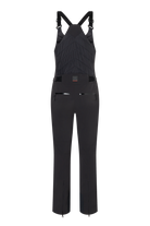 A pair of black Bogner Fire + Ice Women's Ivie2-T Bib Ski Pants that feature a 20K waterproof and 20K breathable membrane, a premium 4-way stretch technical fabric, and a sleek silhouette.