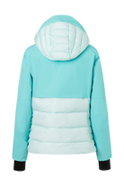 A light blue Bogner Fire + Ice Women's Janka 4 ski jacket that features a 20K waterproof and 20K breathable membrane, a premium 4-way stretch fabric, and a form-flattering fashionable silhouette.