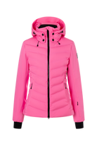 A pink Bogner Fire + Ice Women's Janka 4 ski jacket that features a 20K waterproof and 20K breathable membrane, a premium 4-way stretch fabric, and a form-flattering fashionable silhouette.