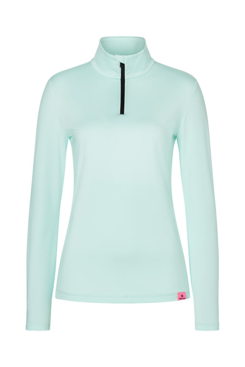 A mint green Bogner Fire + Ice Women's Margo2 Turtleneck sweater that is made from a premium technical fabric.